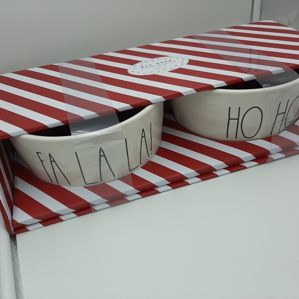 Rae dunn Falala! & Hohoho! 8" Pet Bowls - Picture 4 of 5